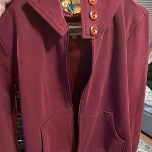 Elegant Maroon Hoodie with Button Accents